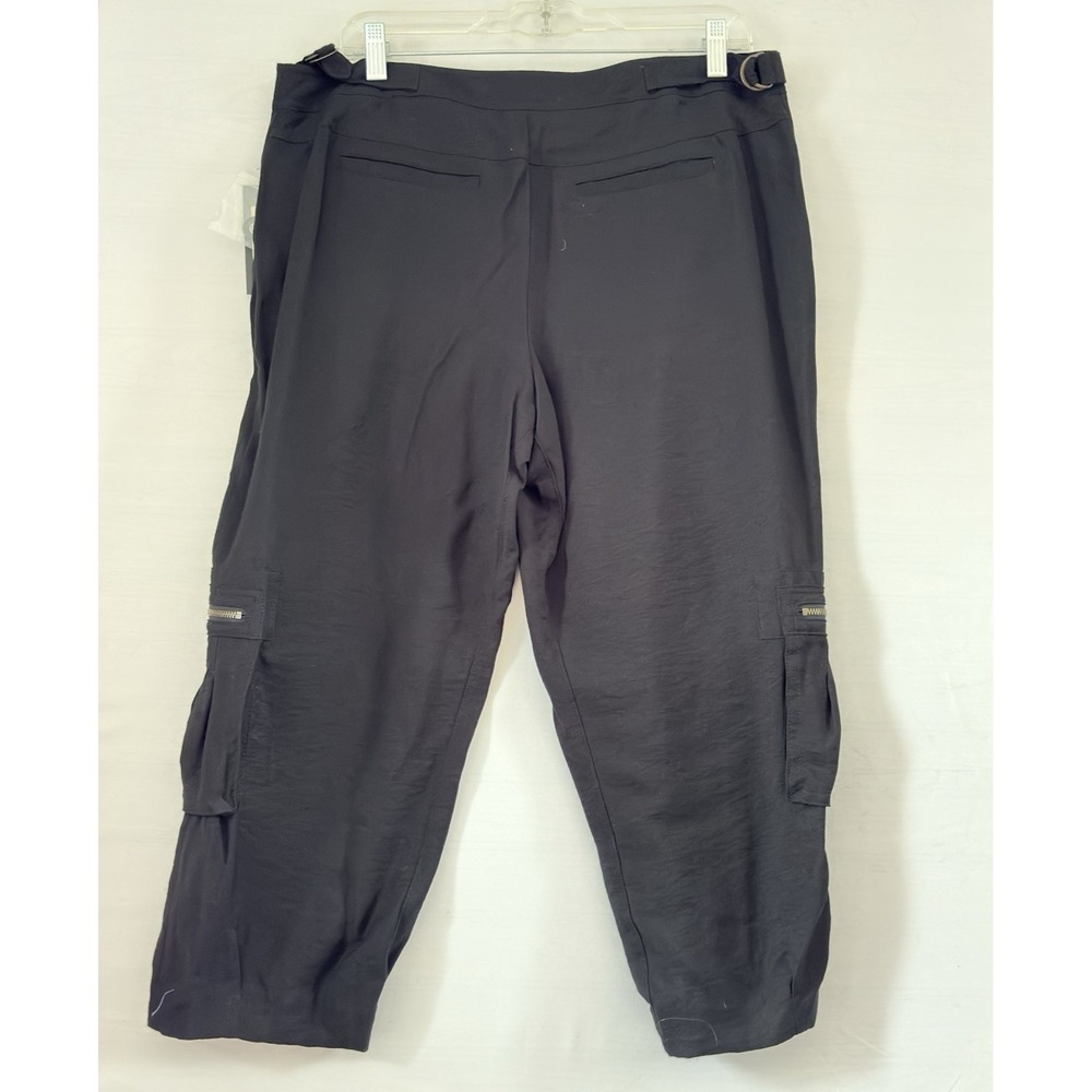 Apt.9 Womens Ava Fit Black Goth Cargo Style Pockets Zippers‎ Pants Size 12 NwT